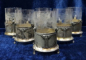6 SUPORTURI ART NOUVEAU WMF CU 6 PAHARE DIN CRISTAL BACCARAT