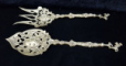 FURCULITA SI LINGURA  DECORATIVE , BRONZ AURIT , MARCATE BORDINI , ITALIA
