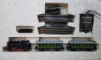 PIKO JUNIOR - 2 SETURI DE TRENULETE ELECTRICE - LOCOMOTIVE CU ABUR SI VAGOANE DE PERSOANE ,  CU SINE SI REDRESOR , ANII 70