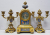 CEAS DE SEMINEU CU PERECHE DE SFESNICE DIN BRONZ AURIT , DECORAT CU PORTELAN SEVRES , FRANTA , SECOL XIX