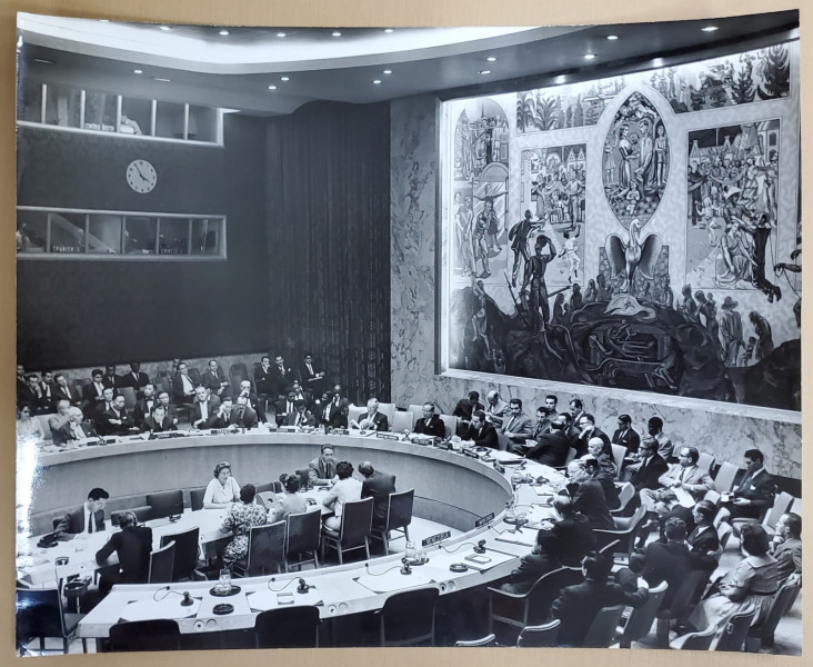 AMBADORUL MIHAIL HASEGANU  PREZIDAND  O SEDINTA A O.N.U. , FOTOGRAFIE  , ANII  '60