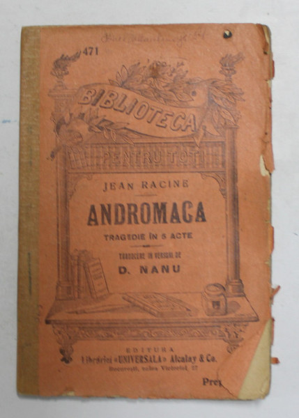 ANDROMACA , TRAGEDIE IN 5 ACTE de JEAN RACINE