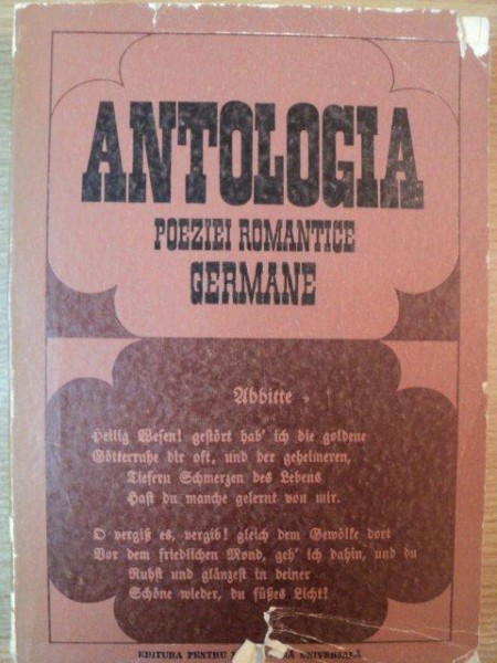 ANTOLOGIA POEZIEI ROMANTICE GERMANE de HERTHA PEREZ , 1969