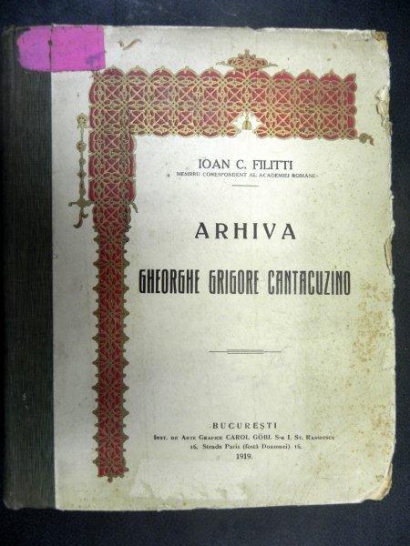 ARHIVA GHEORGHE GRIGORE CANTACUZINO - 1919- IOAN. C. FILITTI