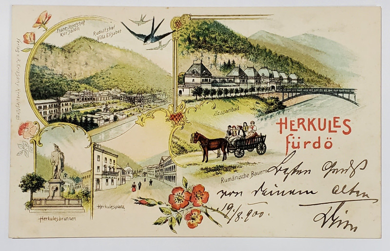 BAILE HERCULANE , CARTE POSTALA ILUSTRATA CLASICA , CROMOLITOGRAFIE