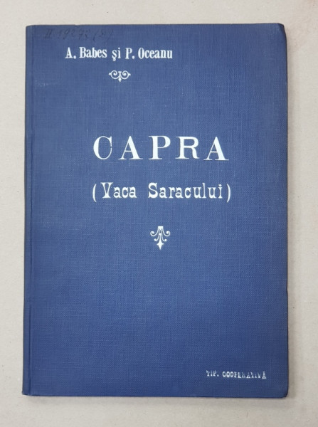 CAPRA ( VACA SARACULUI ) de A. BABES si P. OCEANU - BUCURESTI, 1910