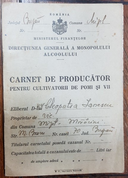 CARNET DE PRODUCATOR PENTRU CULTIVATORII DE POMI SI VII