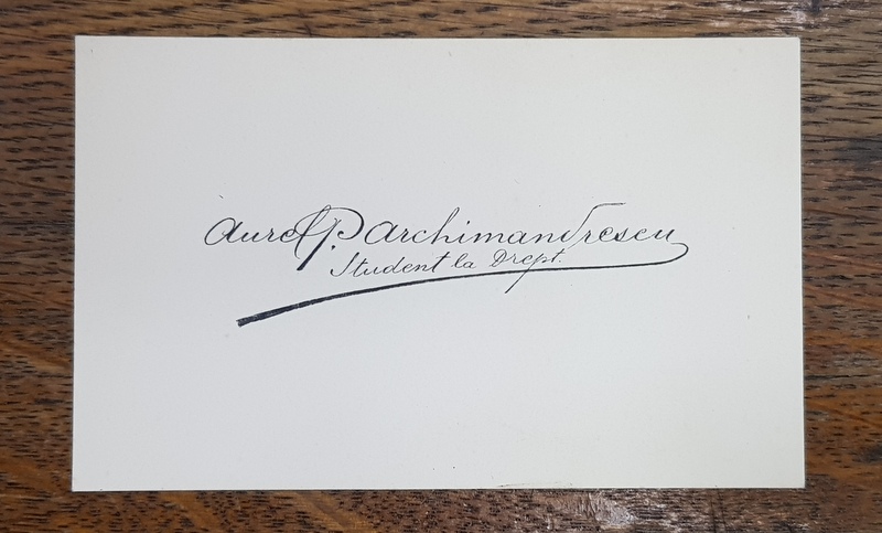 CARTE DE VIZITA  PE NUMELE AUREL P. ARCHIMANDRESCU , STUDENT LA DREPT , INTERBELICA