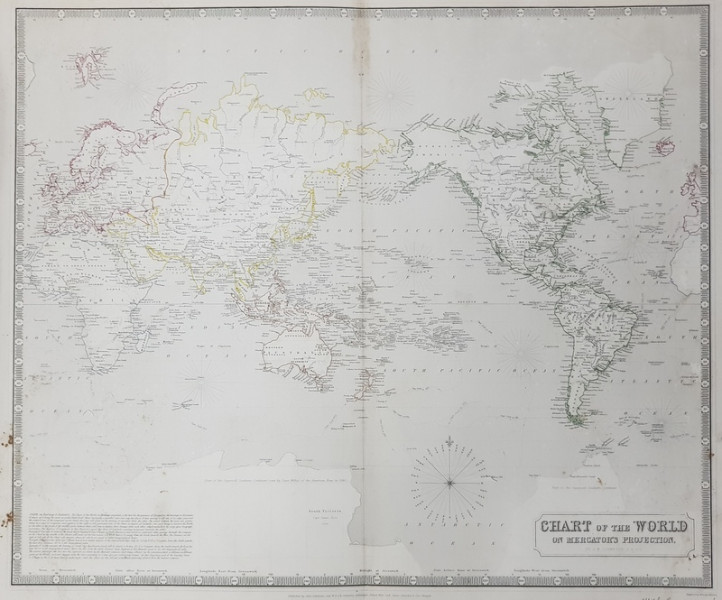 CHART OF THE WORLD ON MERCATOR 'S PROJECTION by A.K. JOHNSTON , EDITIE DE SECOL XIX