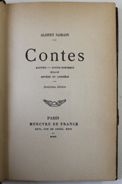 CONTES par ALBERT SAMAIN , 1911
