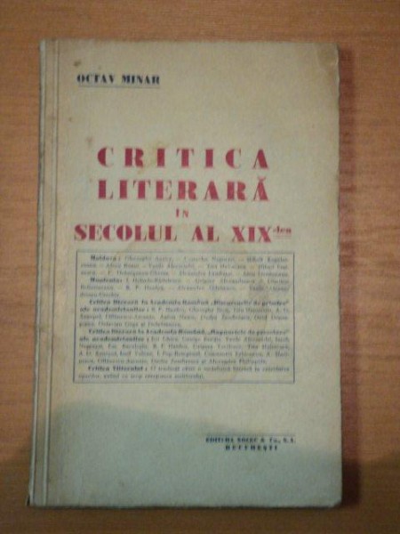 CRITICA LITERARA IN SECOLUL AL XIX LEA- OCTAV MINAR