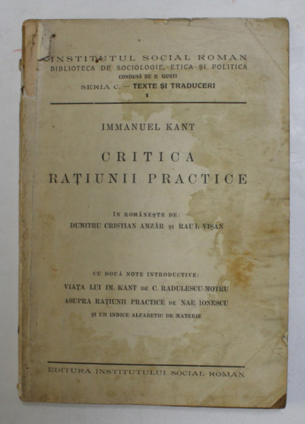 CRITICA RATIUNII PRACTICE de IMMANUEL KANT