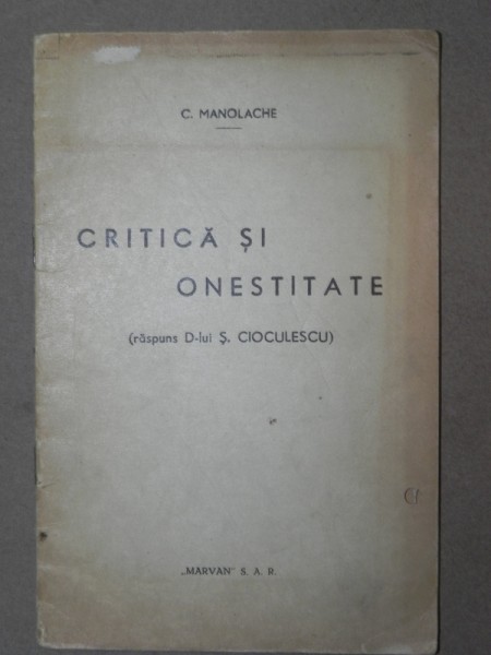 CRITICA SI ONESTITATE-C. MANOLACHE
