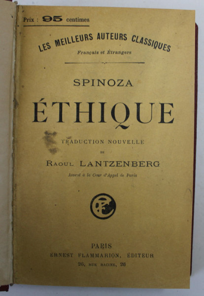 ETHIQUE par SPINOZA, PARIS