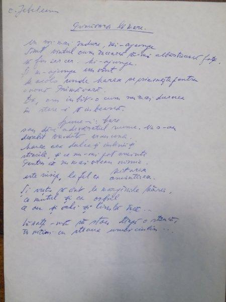 EUGEN JEBELEANU  VERSURI, FILA MANUSCRIS