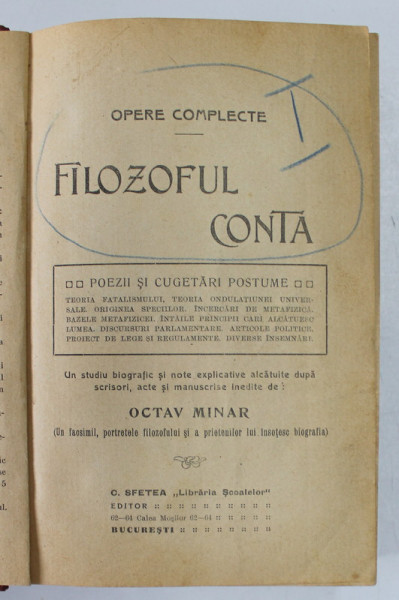 FILOZOFUL CONTA de OCTAV MINAR *PREZINTA SUBLINIERI