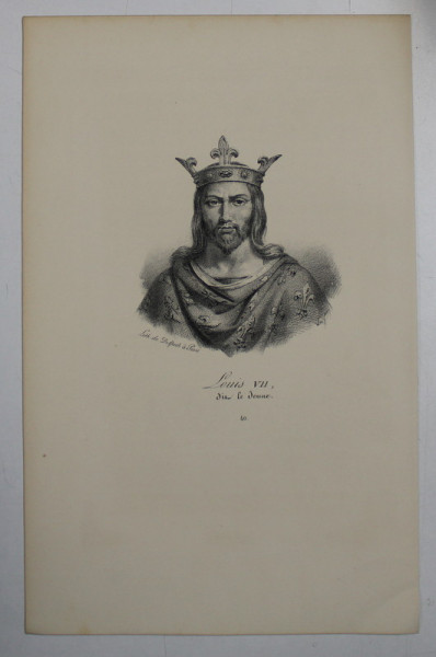 F.S. DELPECH ( 1778 - 1825 )  - LOUIS VII DIT LE JEUNE , LITOGRAFIE MONOCROMA , CCA. 1820