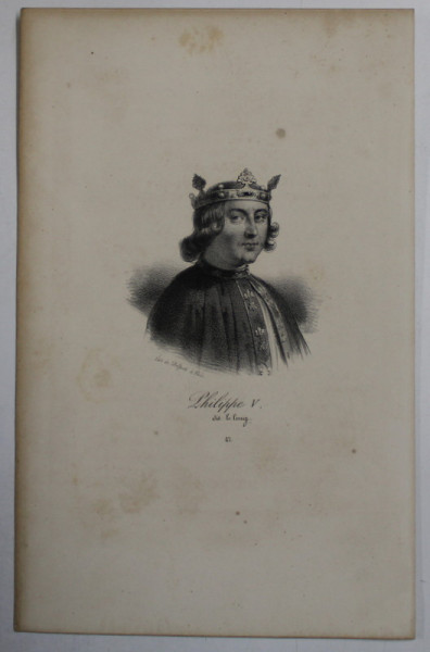 F.S. DELPECH ( 1778 - 1825 )  -  PHILIPPE V ,  DIT LE LONG   ,  LITOGRAFIE MONOCROMA , CCA. 1820