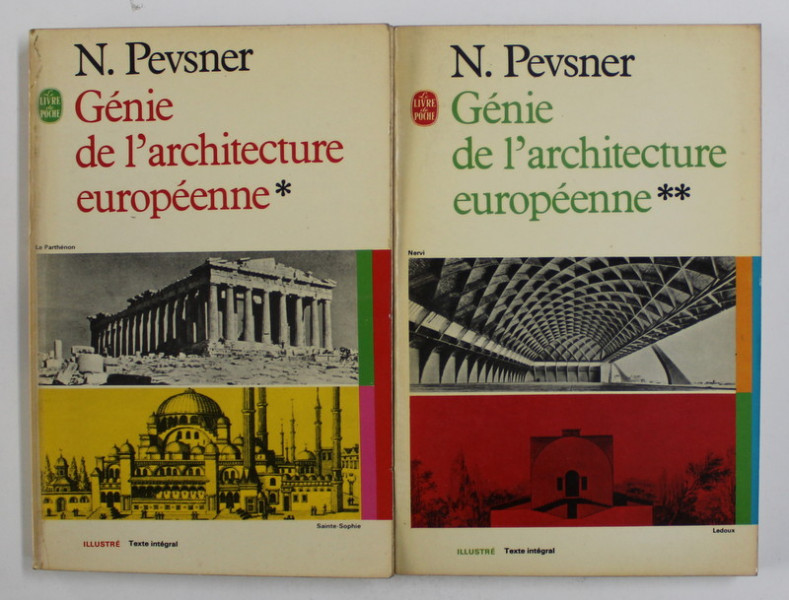 GENIE DE L'ARCHITECTURE EUROPEENNE , TOMES 1 , 2 par N. PEVSNER , 1970