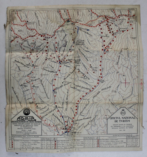 HARTA CU SCHITA NOILOR LUCRARI DE MARCAJE EXECUTATE PE VERSANTUL SUDIC AL FAGARASILOR  - REGIUNEA CUMPANA - ARGES , de I. IONESCU - DUNAREANU , MAI , 1938