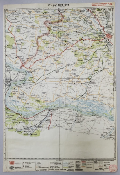 HARTA ZONEI CRAIOVA , LITOGRAFIE DE M.D. MOLDOVEANU , 1936