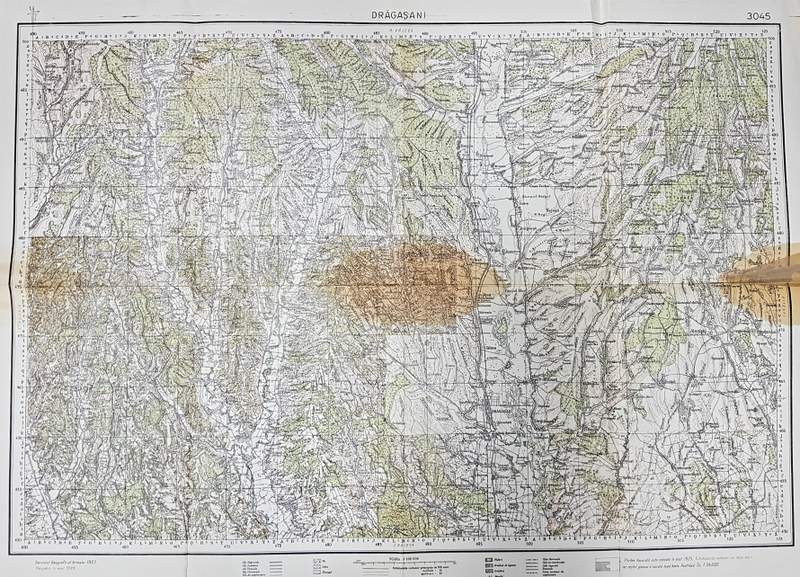 HARTA ZONEI DRAGASANI , VALCEA , SCARA 1 / 100.000 , POLICROMA , TIPARITA IN ANUL 1939