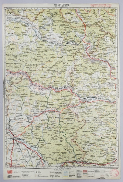 HARTA ZONEI LUGOJ , LITOGRAFIE de M.D. MOLDOVEANU , 1936