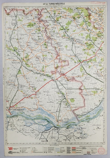 HARTA ZONEI  TURNU - MAGURELE - ALEXANDRIA  , LITOGRAFIE de M.D. MOLDOVEANU , 1936