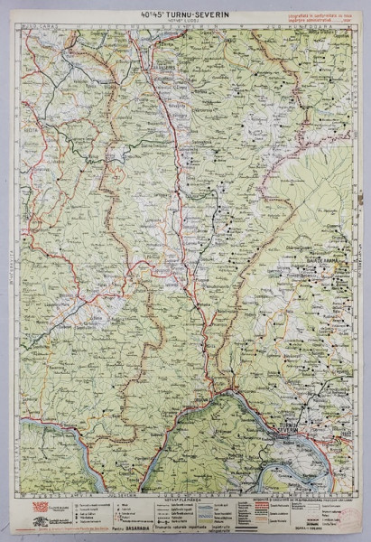 HARTA ZONEI TURNU - SEVERIN RESITA , CARANSEBES , BAIA DE ARAMA , LITOGRAFIE de M.D. MOLDOVEANU , 1936