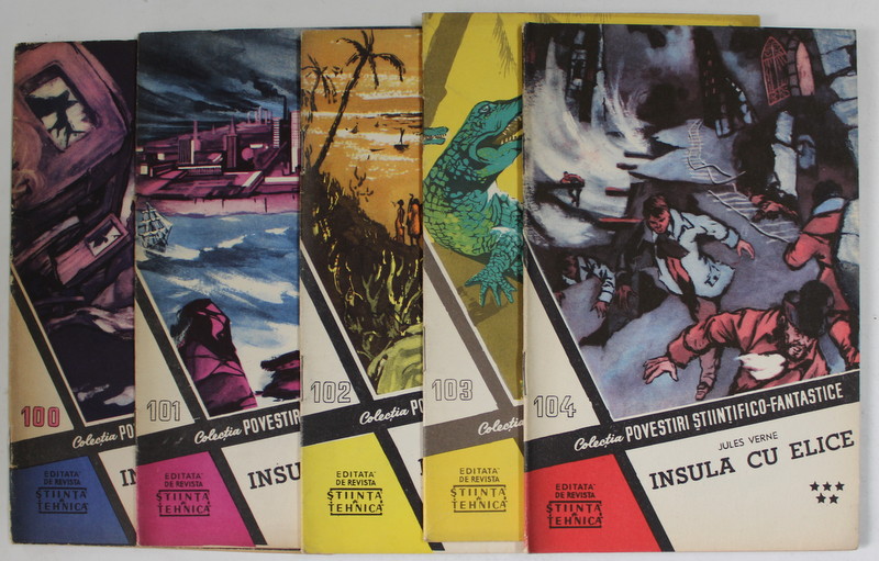 INSULA CU ELICE de JULES VERNE , ROMAN IN 5 FASCICOLE , ANII ' 60 - ' 70