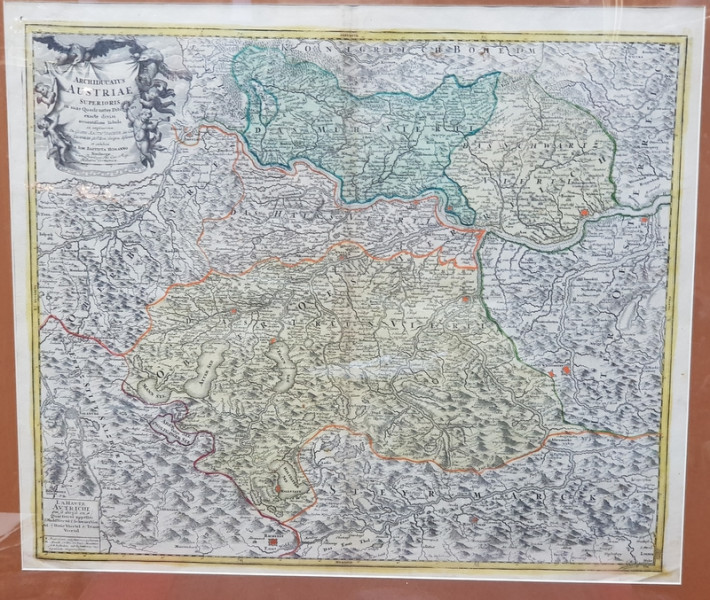 Johann Baptist Homann, Archiducatus Austriae Superioris in suas Quadrantes Ditiones exacte divisi accuratißima Tabula - Harta cca. 1715