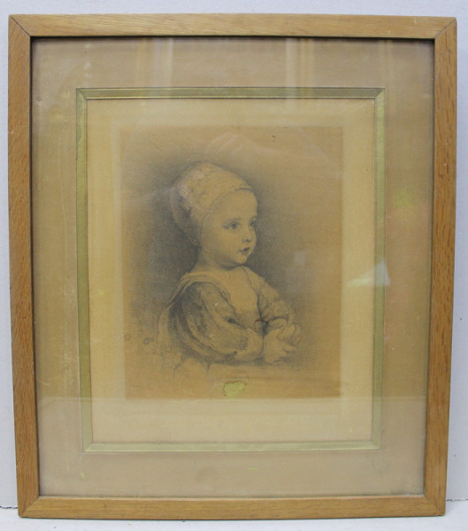 LITOGRAFIE  PORTRET DE COPIL SCOALA RUSA