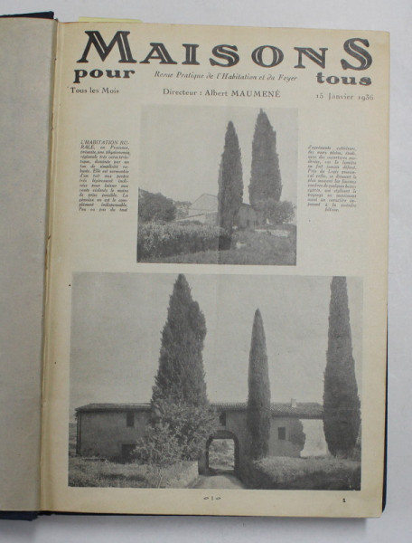 MAISONS POUR TOUS  - REVUE PRATIQUE DE L 'HABITATION ET DU FOYER , COLEGAT DE 12 NUMERE CONSECUTIVE , AN COMPLET , 1936