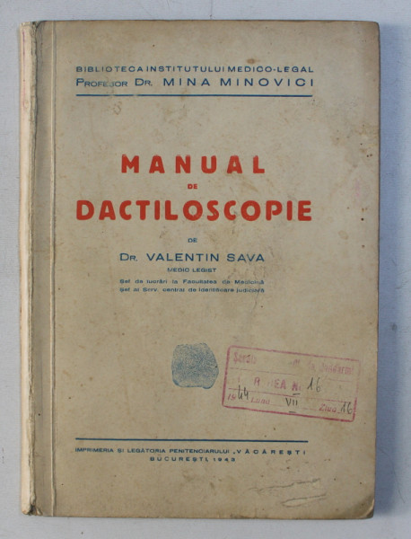 MANUAL DE DACTILOSCOPIE de VALENTIN SAVA , 1943