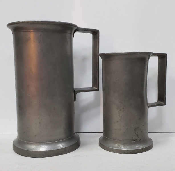 PERECHE DE CARAFE DIN ZINC, MARCATE  'STAN STATESCU'