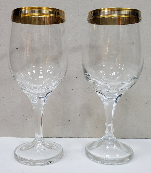 Pereche de pahare din cristal si aur coloidal, perioada interbelica
