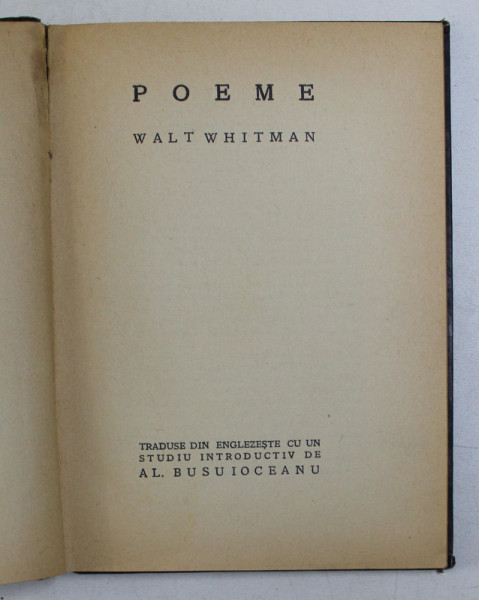 POEME de WALT WHITMAN, 1925, LIPSA COTOR