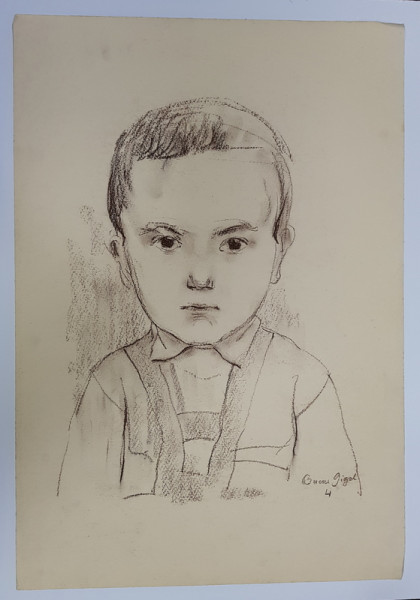 PORTRETUL UNUI COPIL , DESEN CU AUTOR NECUNOSCUT , ANII '60
