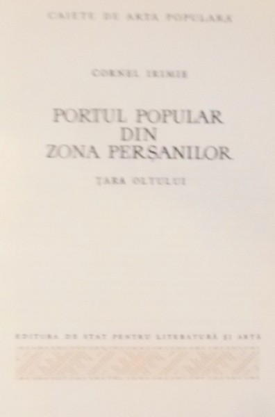 PORTUL POPULAR DIN ZONA PERSANILOR-CORNEL IRIMIE