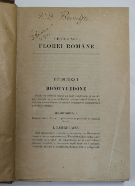 PRODROMUL FLOREI ROMANE SAU ENUMERAREA PLANTELOR PANA ASTA- DI CUNOSCUTE IN MOLDOVA SI VALACHIA de D. BRANDZA , 1879 - 1883 , LIPSA PAGINA DE TITLU