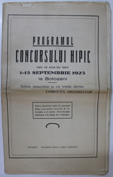 PROGRAMUL CONCURSULUI HIPIC - BOTOSANI