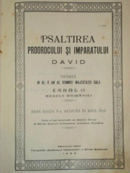 Psaltirea prorocului si imparatului  David,1939