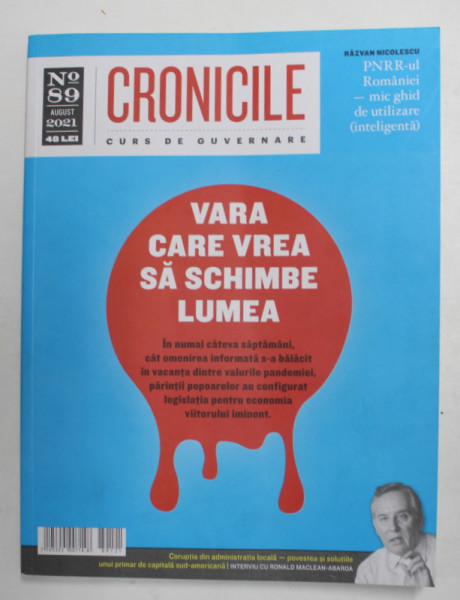 REVISTA CRONICILE - CURS DE GUVERNARE , NR. 89 , AUGUST,  2021