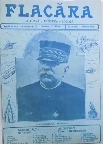 REVISTA  " FLACARA LITERARA  - ARTISTICA  - SOCIALA " ANUL 1915 , DE LA NR. 12 - 13 IANUARIE , ANUL IV , PANA LA  NR. 11 , ANUL V , LEGATE IMPREUNA , 1915