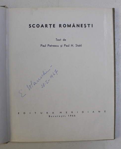 SCOARTE ROMANESTI de PAUL PETRESCU SI PAUL H. STAHL, BUC, 1966