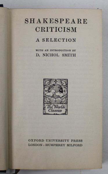 SHAKESPEARE CRITICISM , A SELECTION , 1936