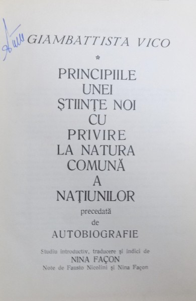 STIINTA NOUA-GIAMBATISTA VICO  1972 ,