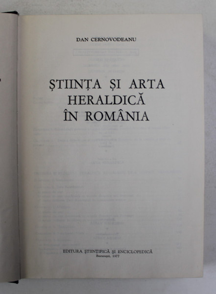 STIINTA SI ARTA HERALDICA IN ROMANIA de DAN CERNOVODEANU 1977