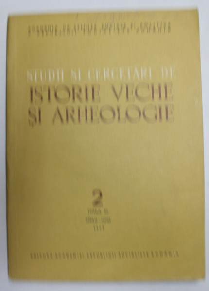 STUDII SI CERCETARI DE ISTORIE VECHE SI ARHEOLOGIE , TOMUL 30 , NUMARUL 2 ,  APRILIE - IUNIE , 1979