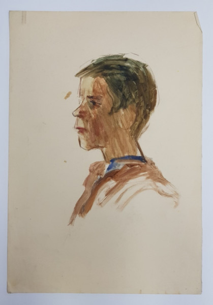 TANAR IN PROFIL , DESEN CU AUTOR NECUNOSCUT , ANII '70
